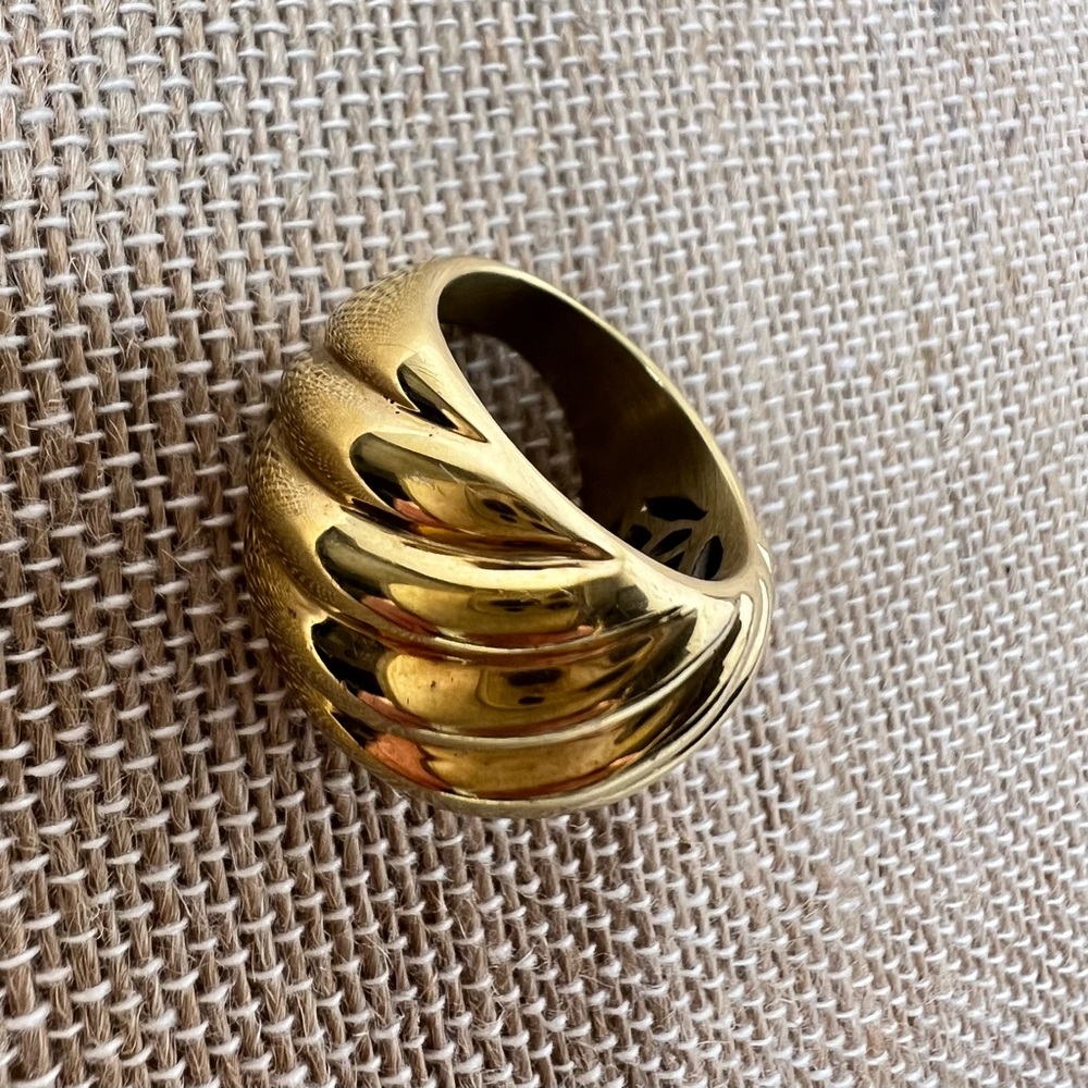 Polished Brass statement ring. Size 6